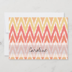 Carte Monogramme Orange Ombre Ikat Chevron Zig Zag Motif
