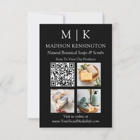 Carte Monogramme ou ajouter un logo Business QR Code 3 P (Devant)