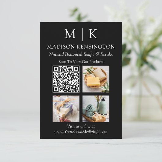 Carte Monogramme ou ajouter un logo Business QR Code 3 P (Debout devant)