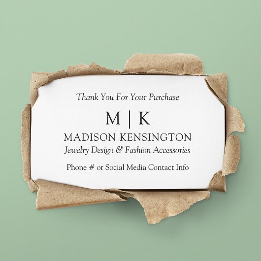 Carte Monogramme ou Ajouter un logo Carte d'insert