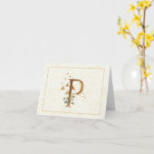 Carte Monogramme P Floral Note Gold (Fleur jaune)
