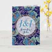 Carte Monogramme personnalisé Nom Turquoise Turquoise Vi (Fleur jaune)