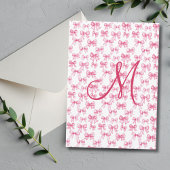 Carte Monogramme Pink Bow Coquette Stabilisation esthéti