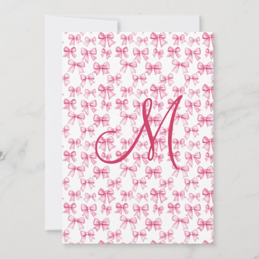 Carte Monogramme Pink Bow Coquette Stabilisation esthéti (Devant)