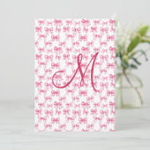 Carte Monogramme Pink Bow Coquette Stabilisation esthéti (Debout devant)