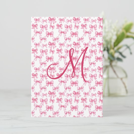 Carte Monogramme Pink Bow Coquette Stabilisation esthéti (Debout devant)