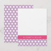 Carte Monogramme Pois Lilac & Pink Ribbon (Devant / Derrière)