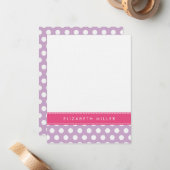 Carte Monogramme Pois Lilac & Pink Ribbon (Devant/Arrière en situation)