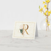 Carte Monogramme R Floral Note Gold (Fleur jaune)