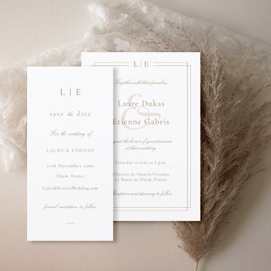 Carte Monogramme Rose blanc Enregistrer le Mariage de da