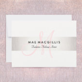 Carte Monogramme rose FAUX Silver Striped Certificat cad