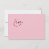Carte Monogramme rose moderne Mariage photo Merci (Dos)