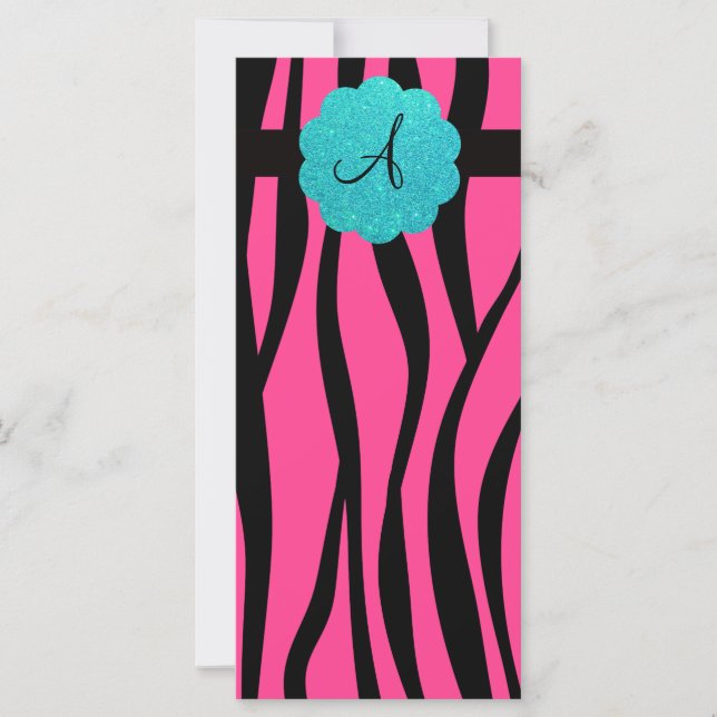 Carte monogramme rose zèbre rayures (Devant)