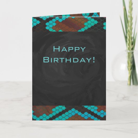 Carte Monogramme serpent impression Brown et Turquoise (Devant)