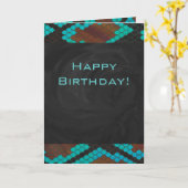 Carte Monogramme serpent impression Brown et Turquoise (Fleur jaune)
