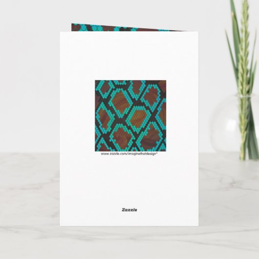 Carte Monogramme serpent impression Brown et Turquoise (Dos)