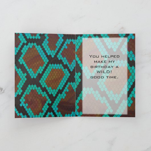 Carte Monogramme serpent impression Brown et Turquoise (Intérieur)