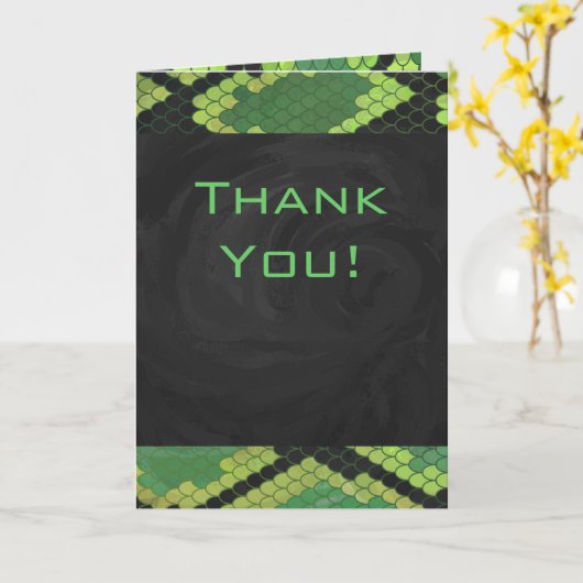 Carte Monogramme Serpent vert et noir (Fleur jaune)