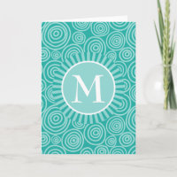 Monogramme Turquoise Blanc Spirales - Personnalisé