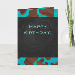 Carte Monogramme Vache Impression Brown et Turquoise