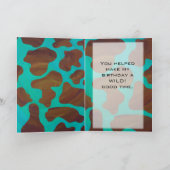 Carte Monogramme Vache Impression Brown et Turquoise (Intérieur)