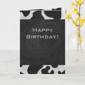 Carte Monogramme vache noir et blanc (Fleur jaune)