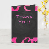 Carte Monogramme vache rose chaud et noir (Fleur jaune)