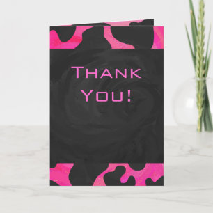 Carte Monogramme vache rose chaud et noir