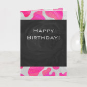 Carte Monogramme Vache rose et blanc chaud (Devant)