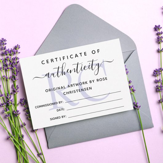 Carte Monogramme violet plus grand certificat d'authenti