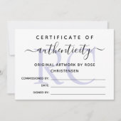 Carte Monogramme violet plus grand certificat d'authenti (Devant)