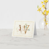 Carte Monogramme W Floral Note Card Gold (Fleur jaune)