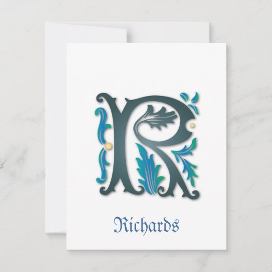 Carte Monogrammes avec perruques (Devant)