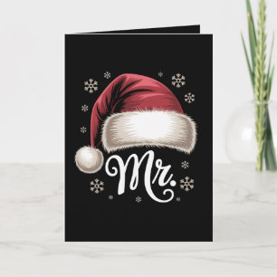 Carte Monsieur Noël Chapeau de Père Noël Flocons de Neig