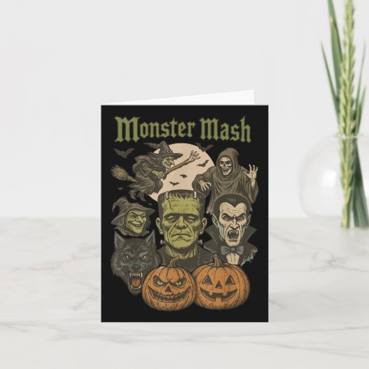Carte Monster Mash Retro Halloween Funny Monster Éffraya (Devant)