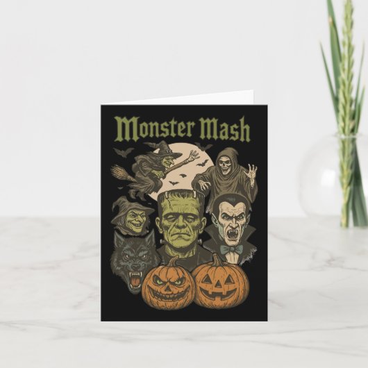 Carte Monster Mash Retro Halloween Funny Monster Éffraya (Devant)