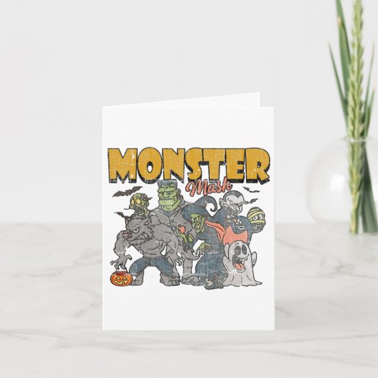 Carte Monster Mash Vintage Fantôme Halloween drôle (Devant)