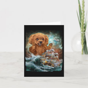 Carte Monster Poodle Dog Comme Kraken Attaque Un Bateau