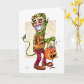 Carte Monster Trick ou Traiteur Halloween (Fleur jaune)