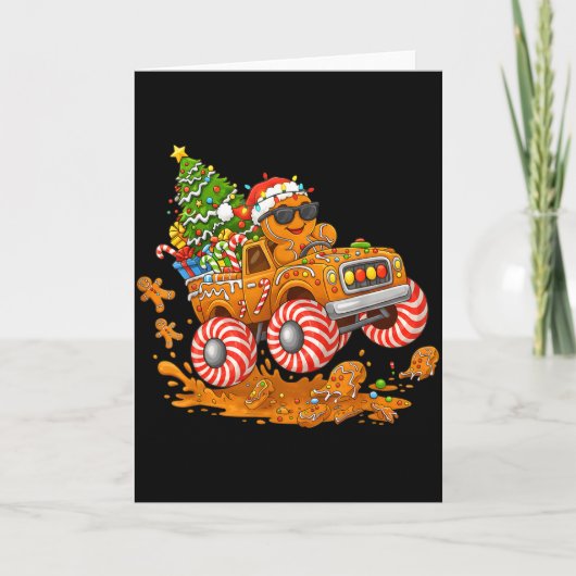 Carte Monster Truck Gingerbread Man Funny Christmas Baki (Devant)