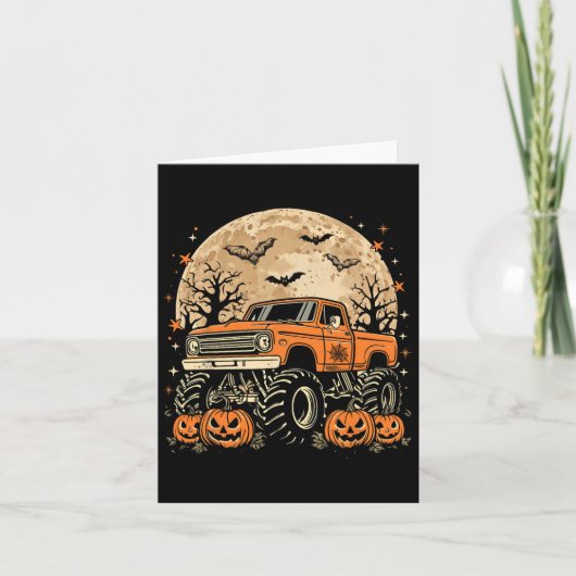 Carte Monster Truck Halloween Jack-o'-lantern Moon Pumpk (Devant)