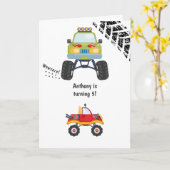 Carte Monster Truck Hommage d'anniversaire (Fleur jaune)