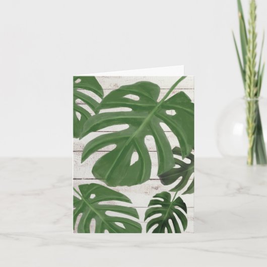 Carte Monstera Feuille Noix Sur Plaques En Bois (Devant)