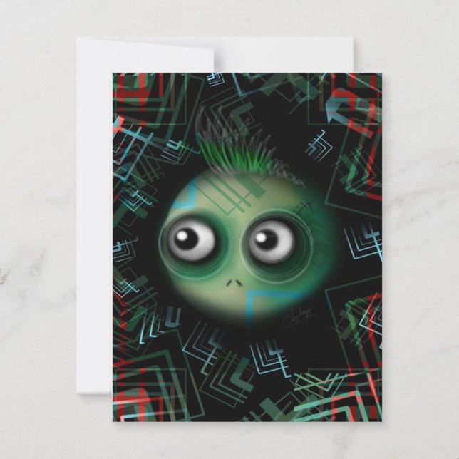 Carte Monstre vert Kawaii (Devant)