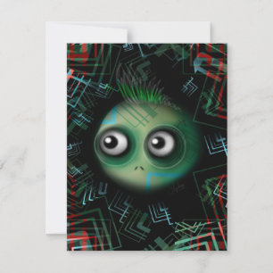 Carte Monstre vert Kawaii