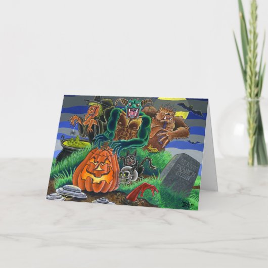Carte Monstres et fantômes heureux de Halloween (Devant)