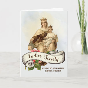 Carte Mont Carmel Scapulaire Jésus Vintage catholique