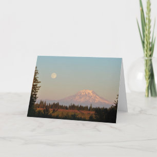 Carte Mont Rainier and the Full Moon - Frameable Art