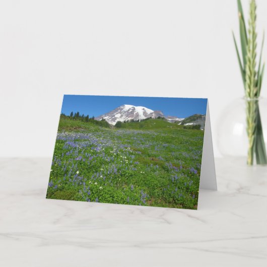 Carte Mont Rainier avec Lupins pourpres (Devant)