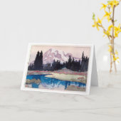 Carte Mont Rainier, Hiroshi Yoshida, coupe de bois (Fleur jaune)
